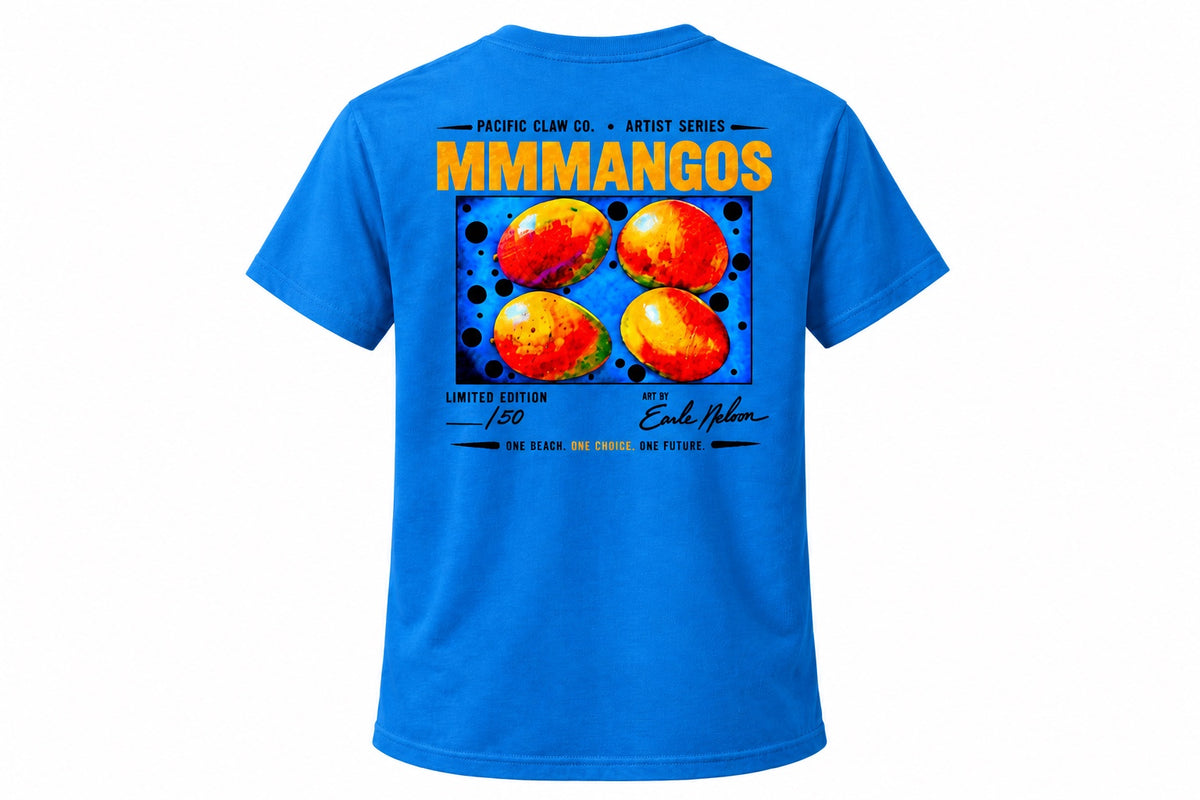 Mangoes limited Artist Series — electric-blue T-shirt back