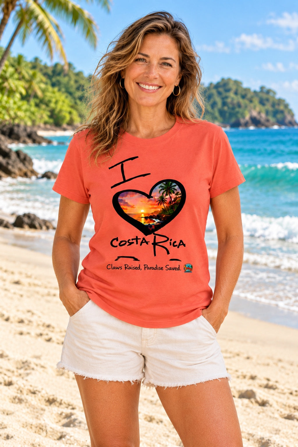 I Love Costa Rica tropical heart T-shirt beach model