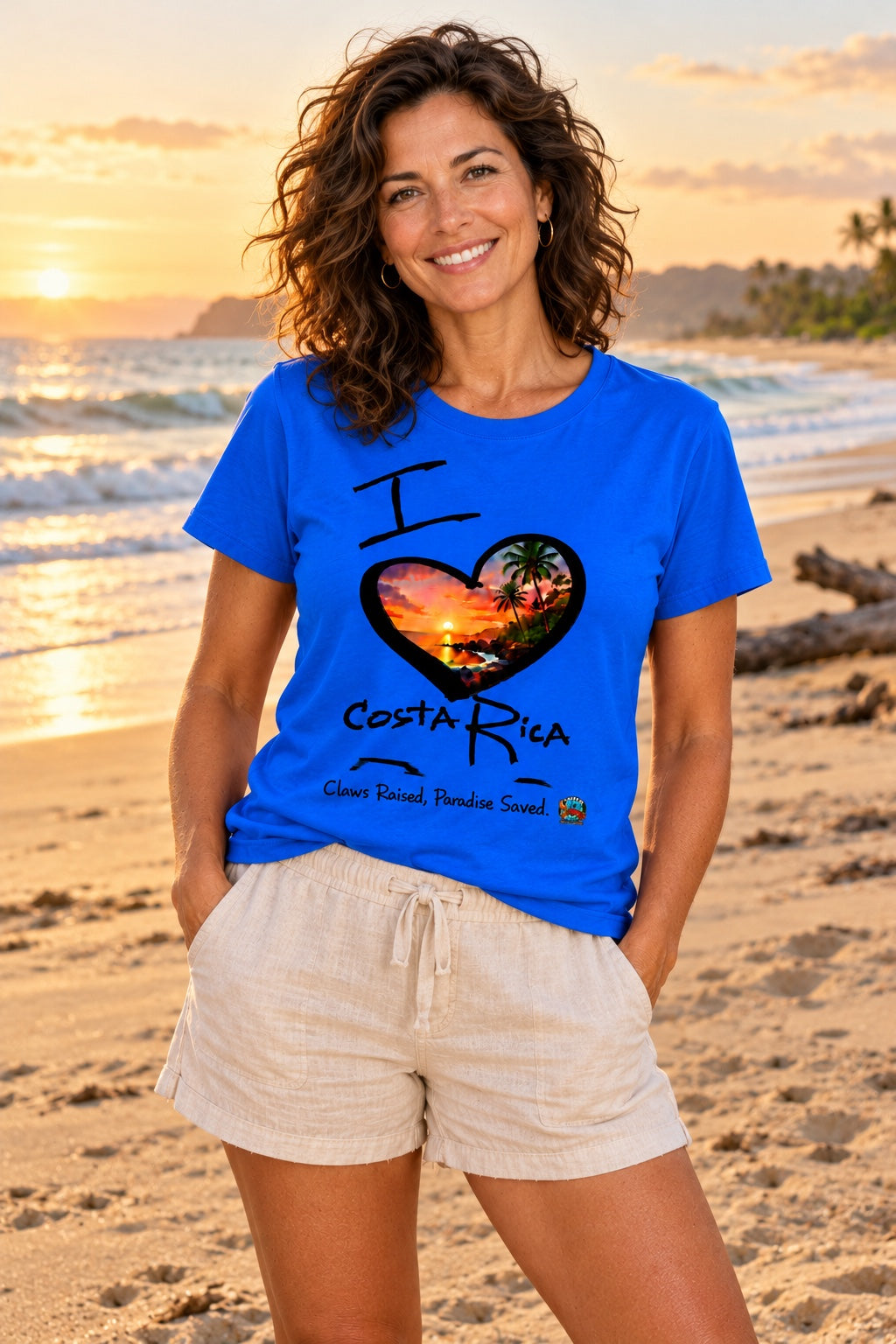 I Love Costa Rica tropical heart T-shirt beach model