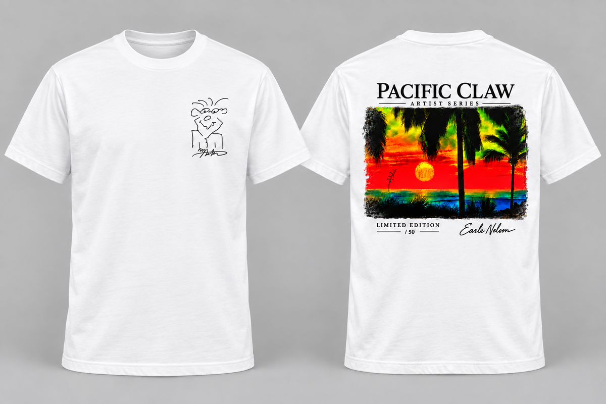 Neon Sunset Artist Series T-shirt, front and back
