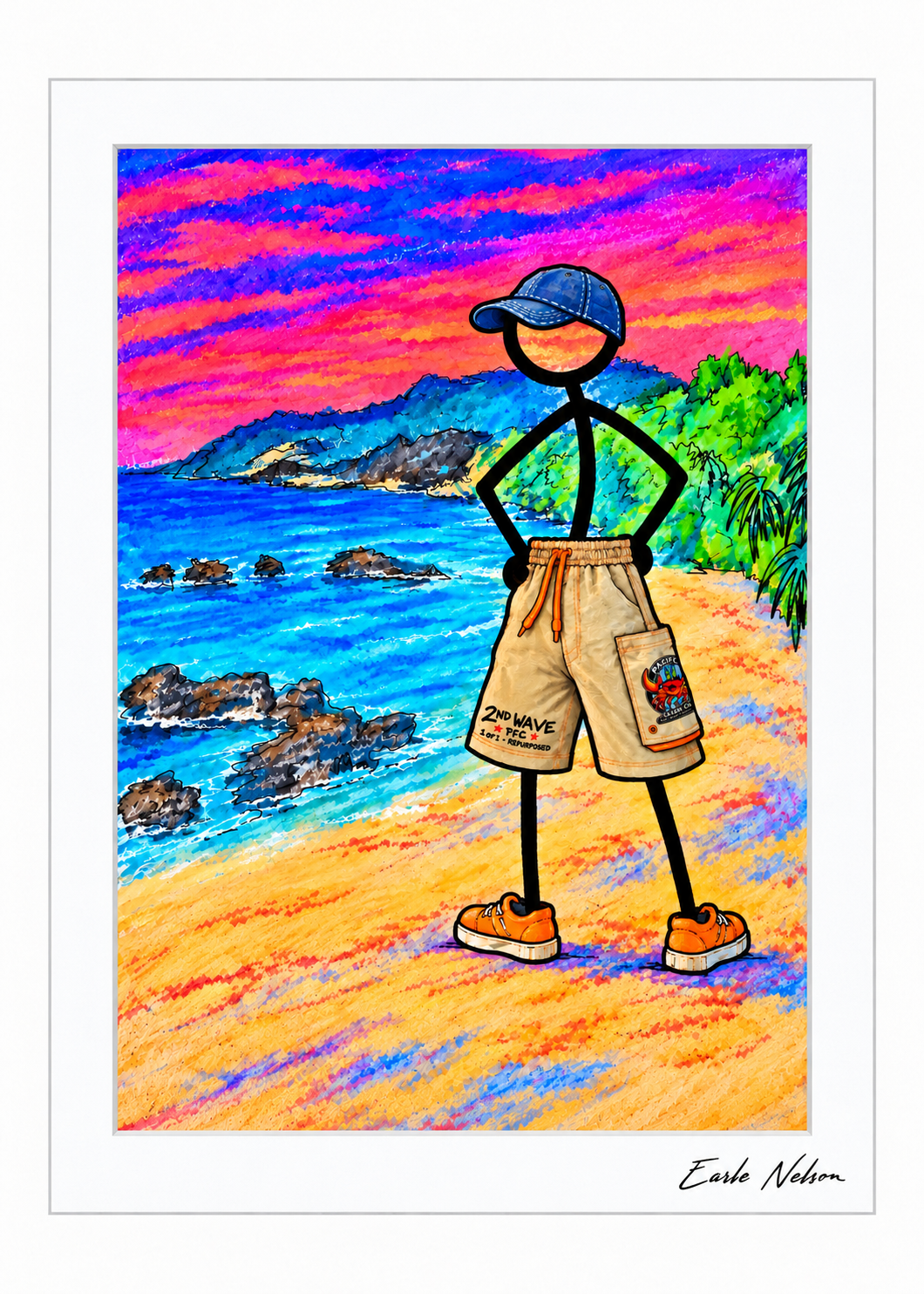 Cargo Joe — 5 × 7 art by Earle Nelson in a white frame with signature